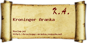 Kroninger Aranka névjegykártya
